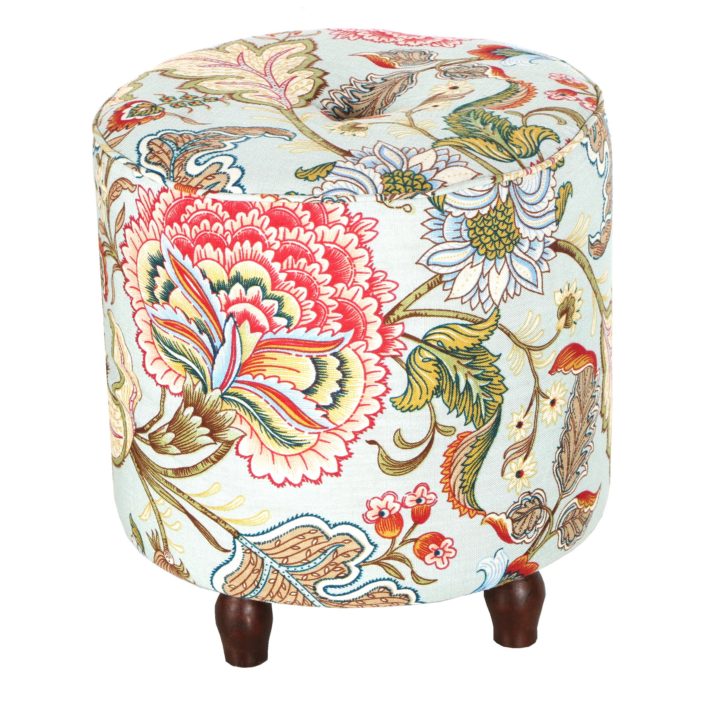 Green, Blue and Red Floral Ottoman