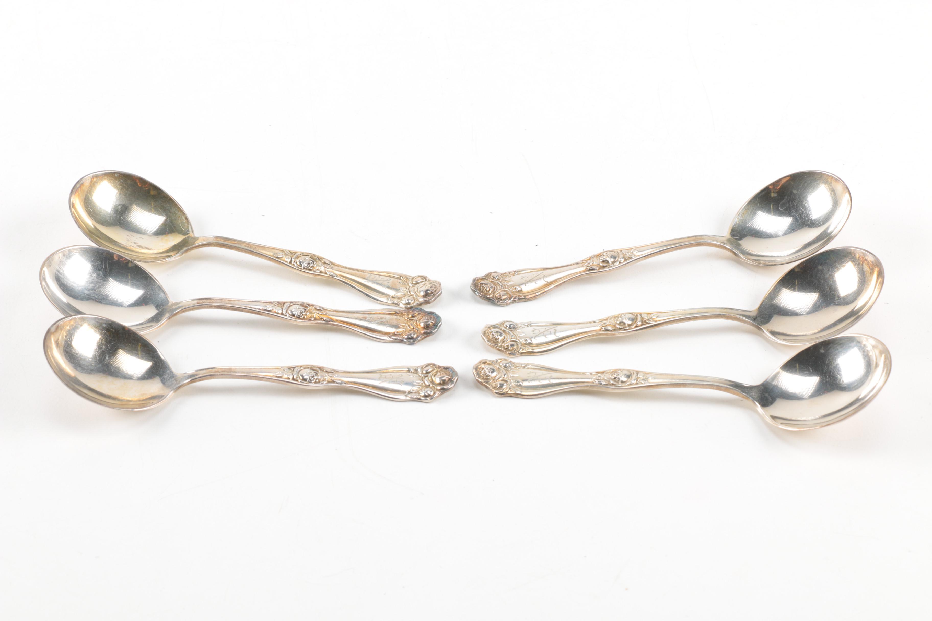Holmes & Edwards "American Beauty Rose"  Silver Plated Soup Spoons
