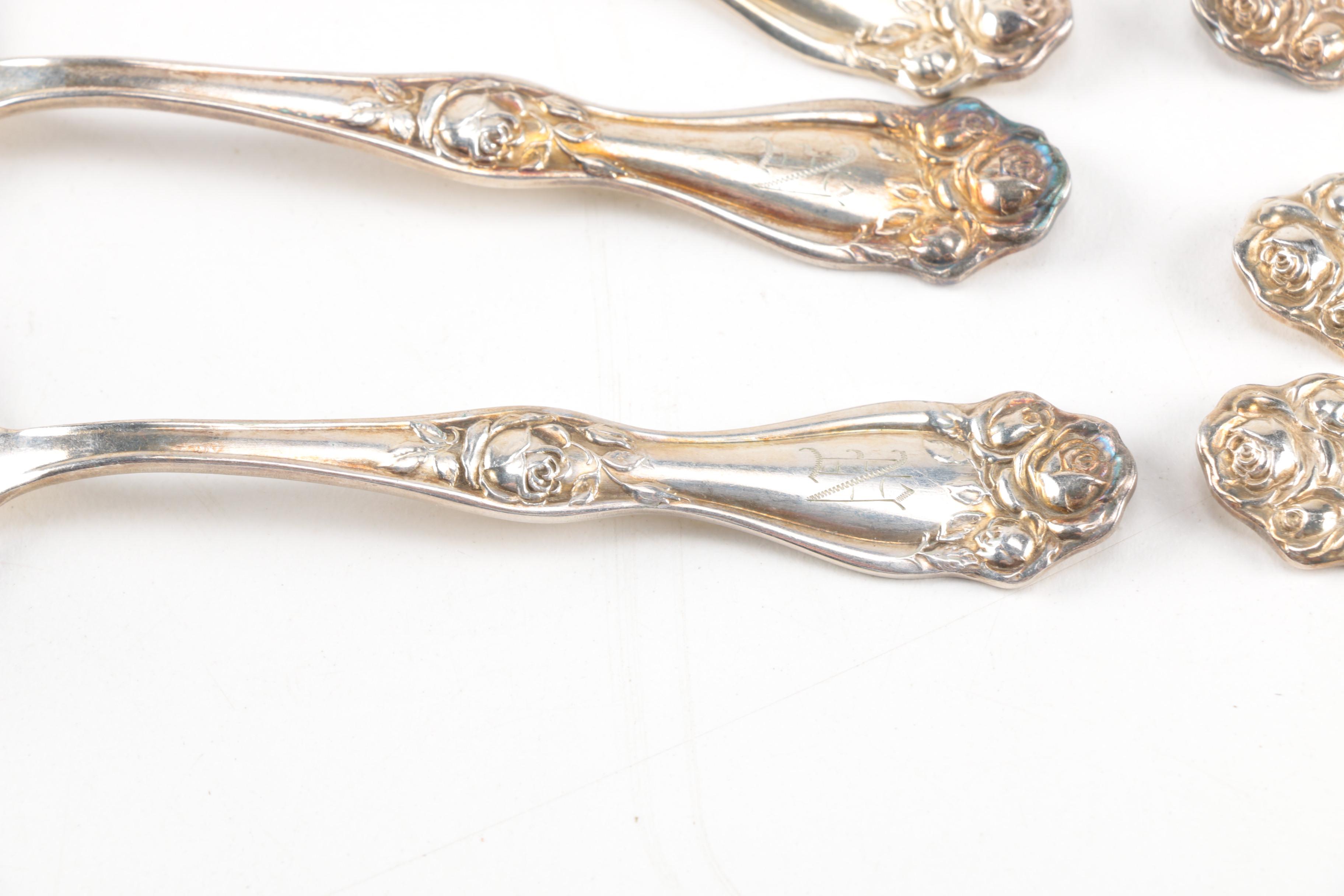 Holmes & Edwards "American Beauty Rose"  Silver Plated Soup Spoons