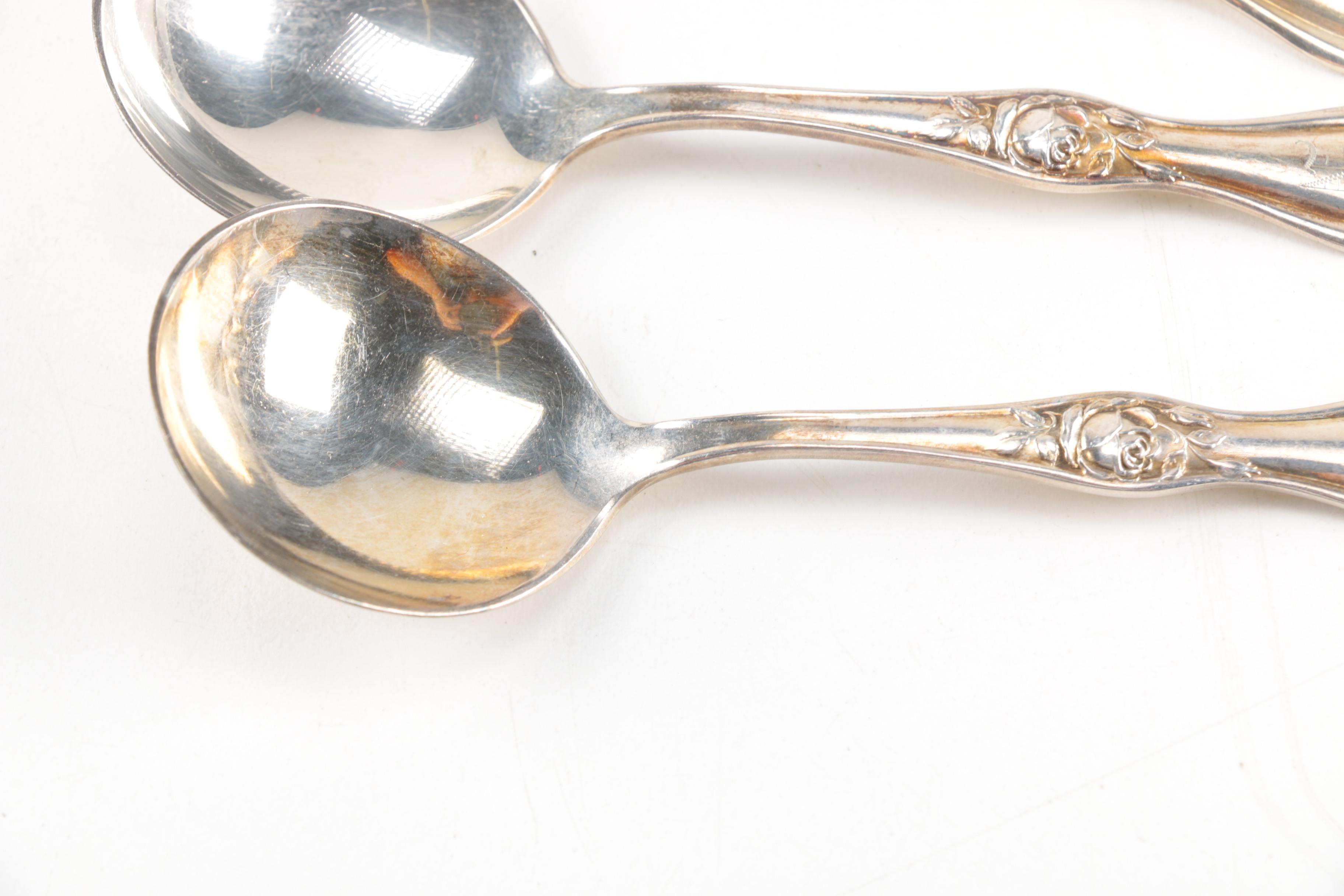 Holmes & Edwards "American Beauty Rose"  Silver Plated Soup Spoons