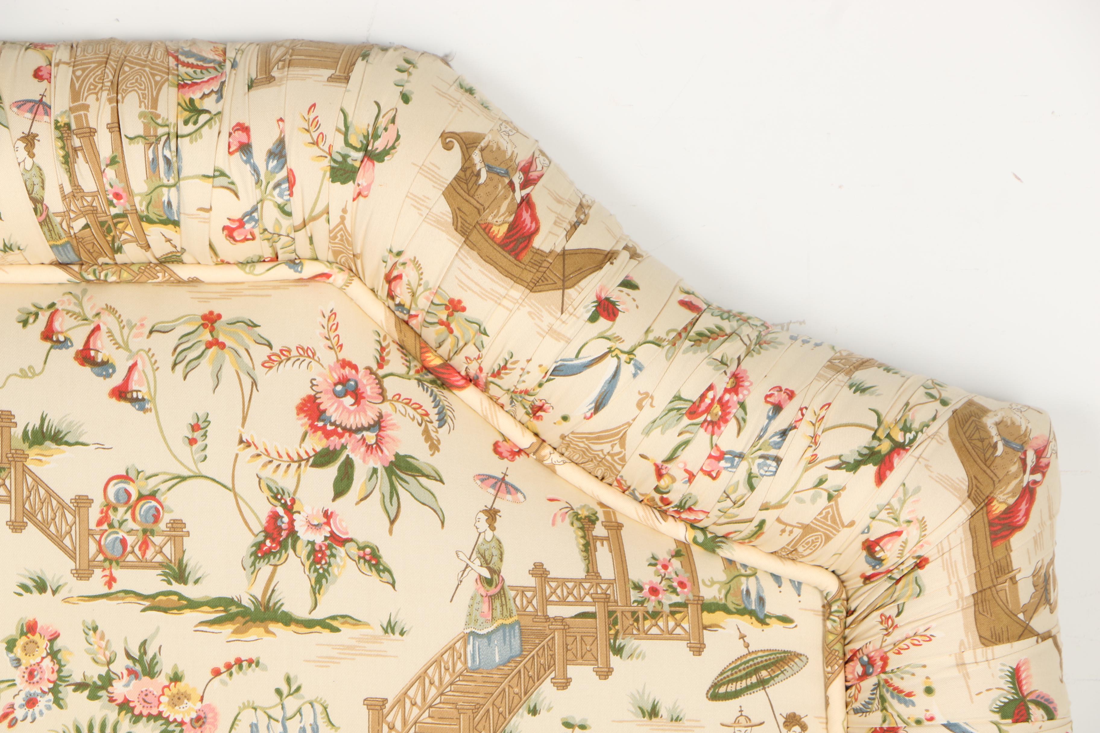 Upholstered Headboard With Asian Inspired Fabric