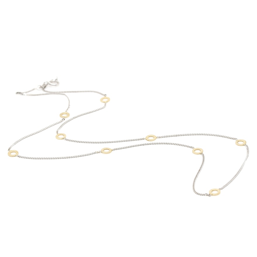 Two-Tone 14K White Gold Necklace with 14K Yellow Gold Accents