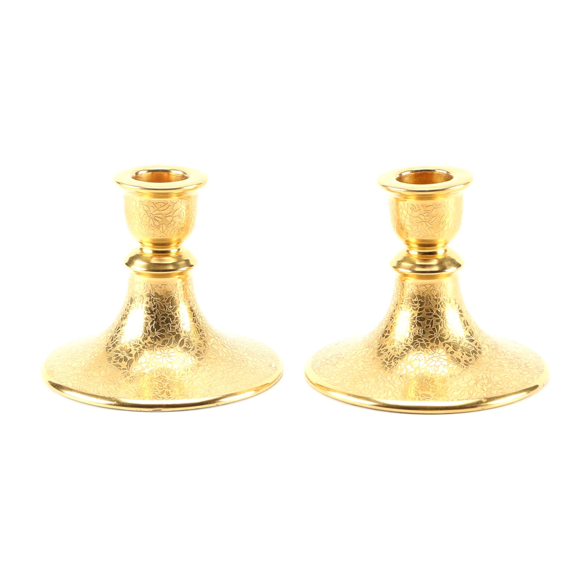 Tirschenreuth Porcelain Gilt Candle Holders