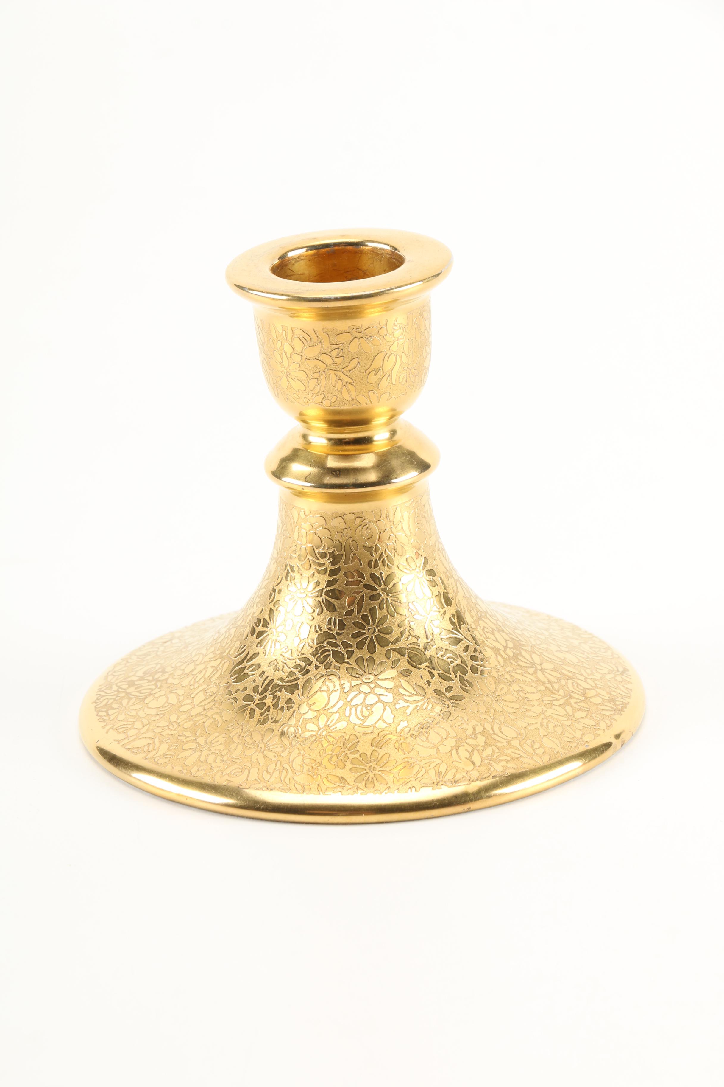 Tirschenreuth Porcelain Gilt Candle Holders