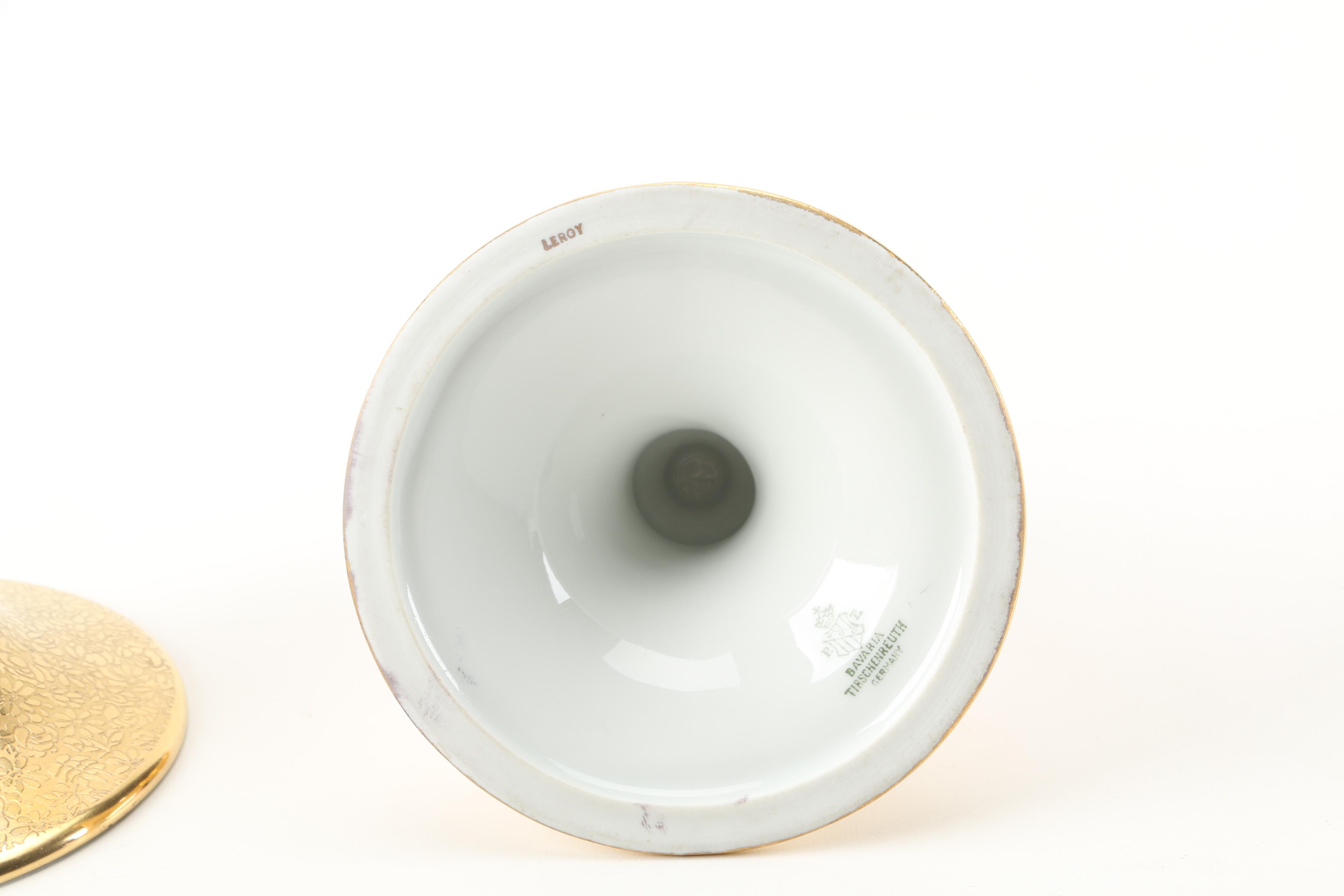 Tirschenreuth Porcelain Gilt Candle Holders