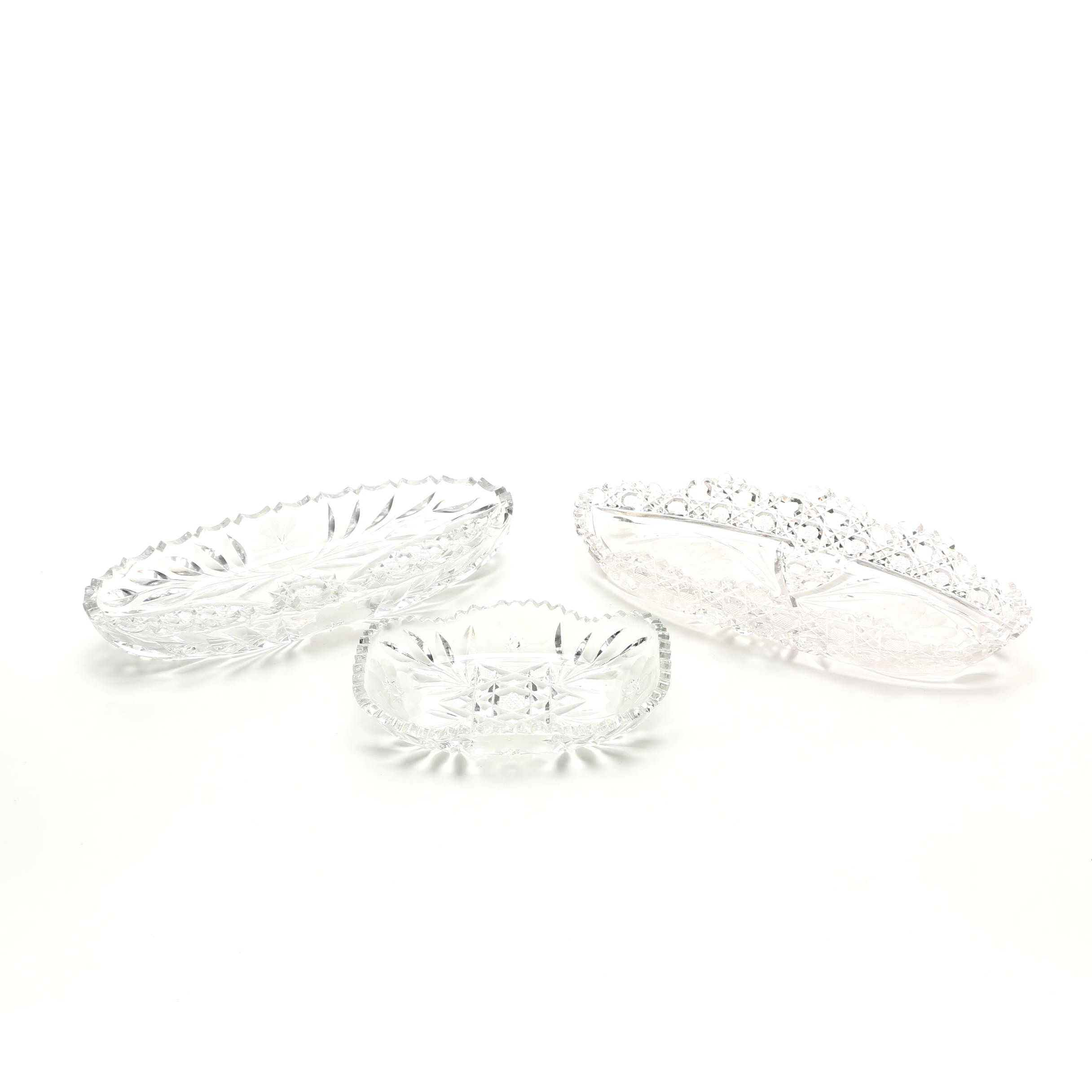 Collection of Crystal Relish Dishes