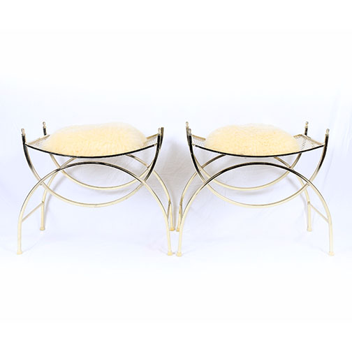 Pair of Vintage Hollywood Regency Style Vanity Stools