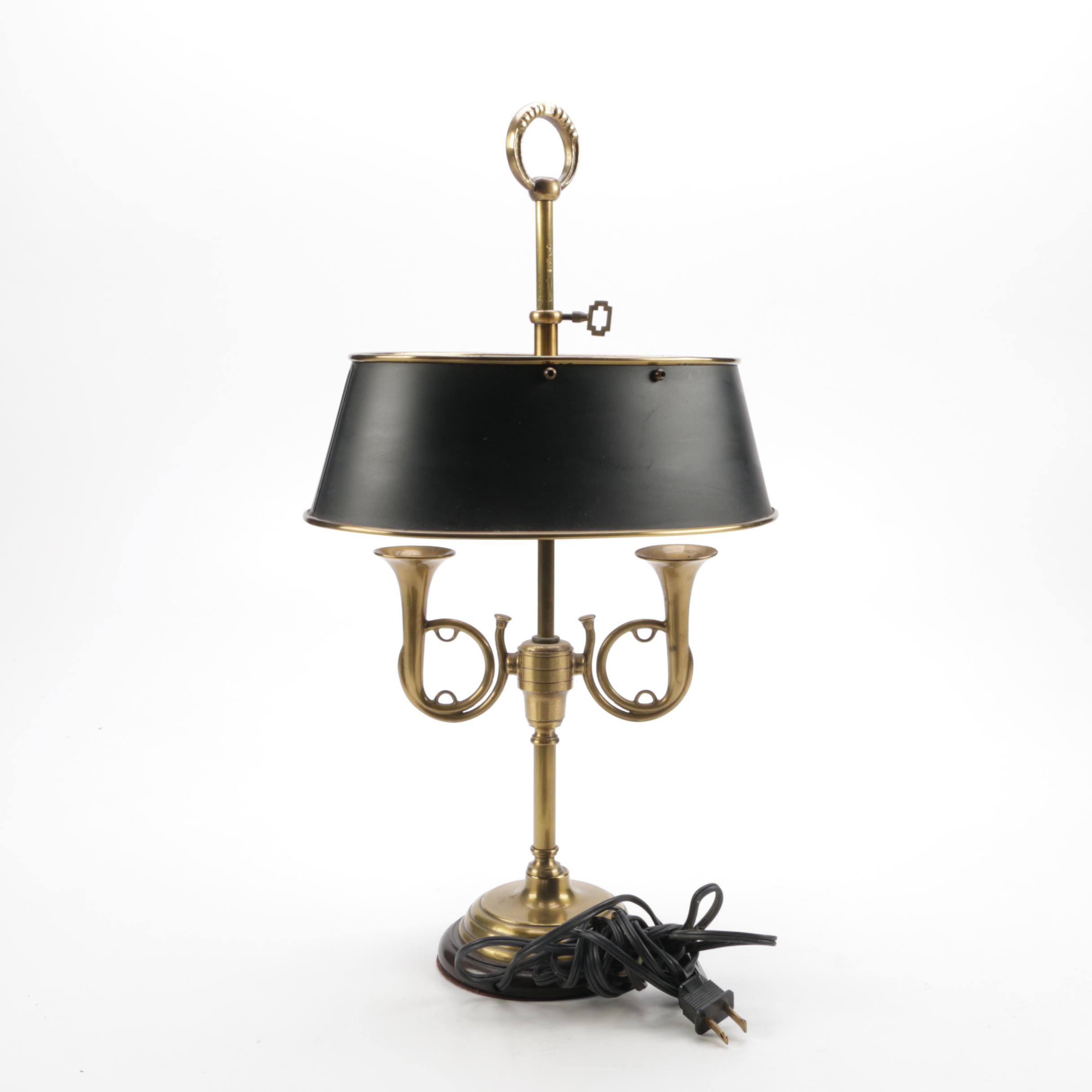 Vintage Brass French Horn Table Lamp