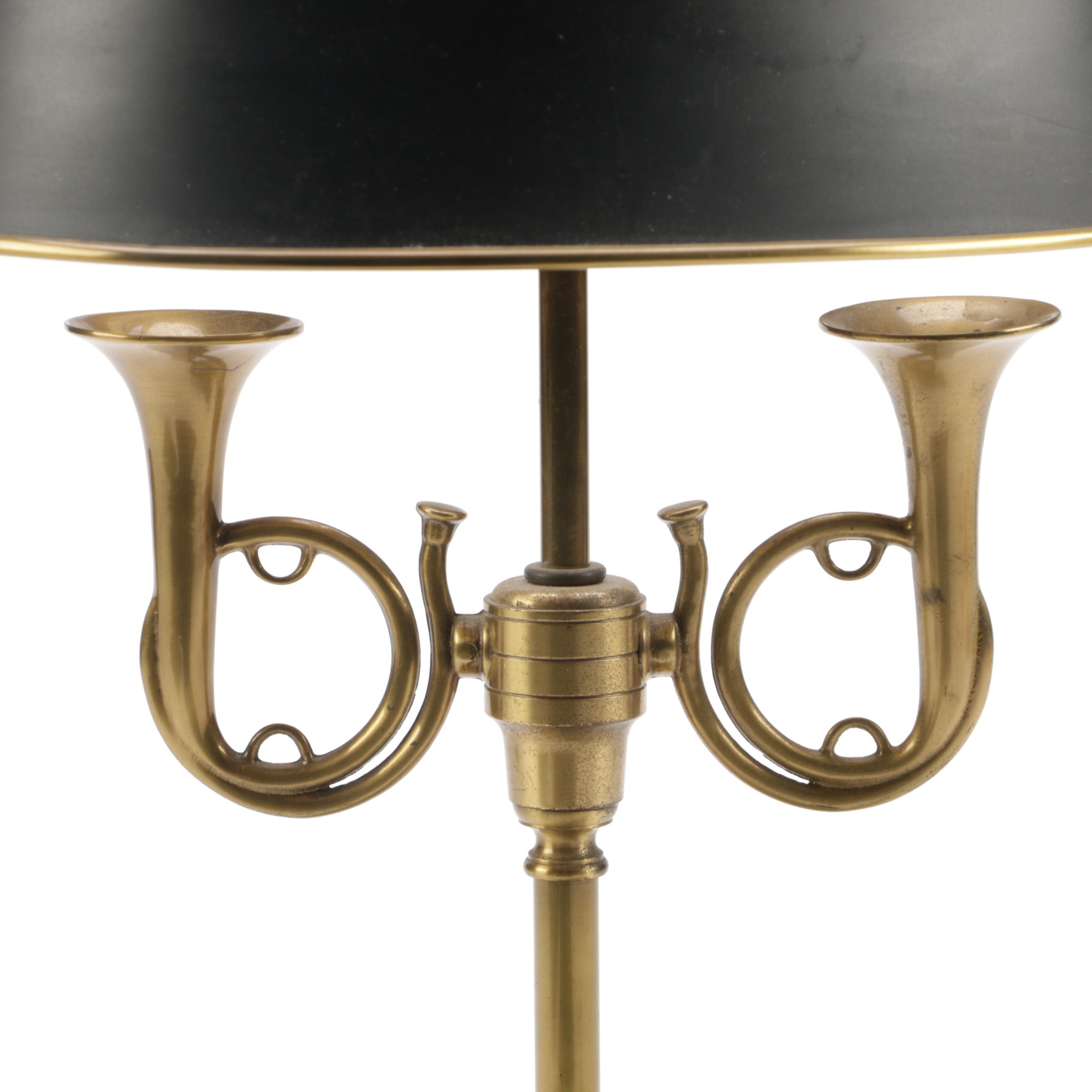Vintage Brass French Horn Table Lamp