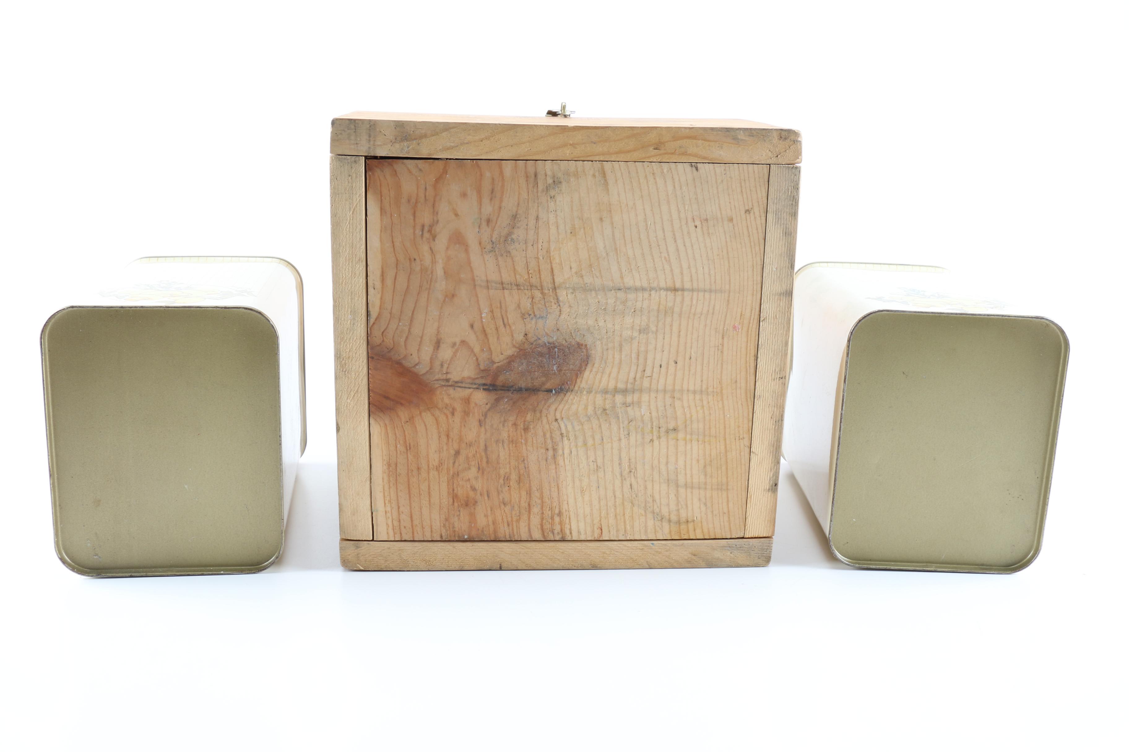 Cheinco Mushroom Tins and Handmade Wooden Box