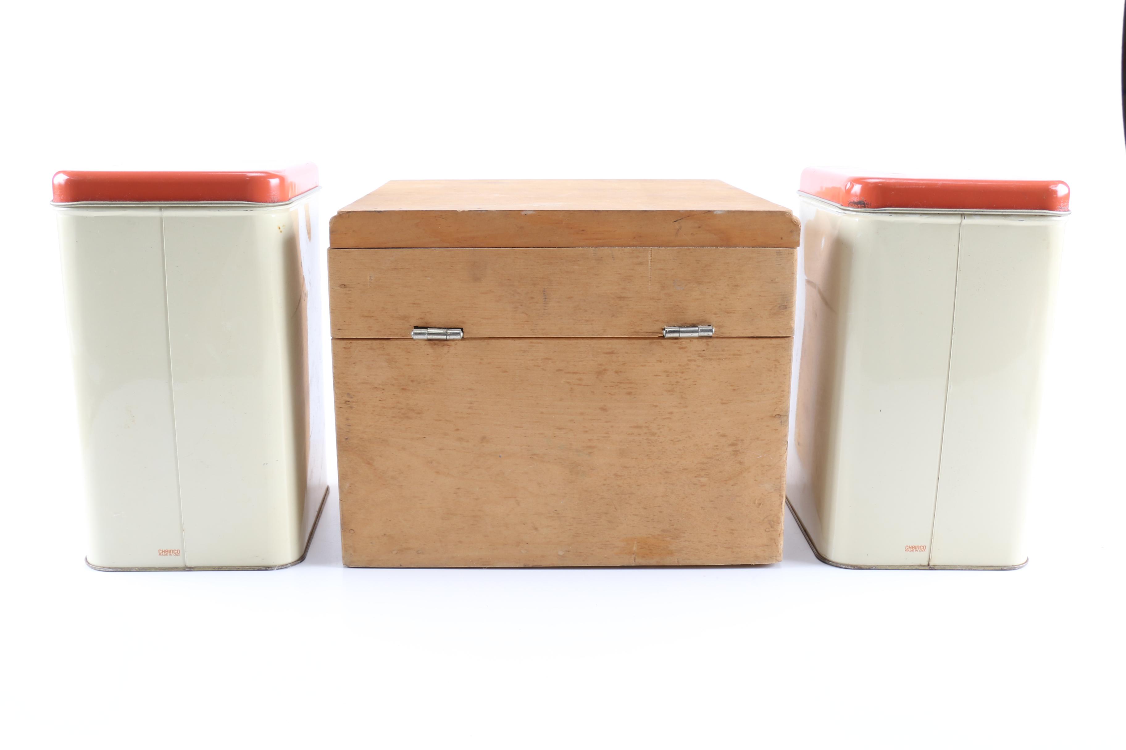 Cheinco Mushroom Tins and Handmade Wooden Box
