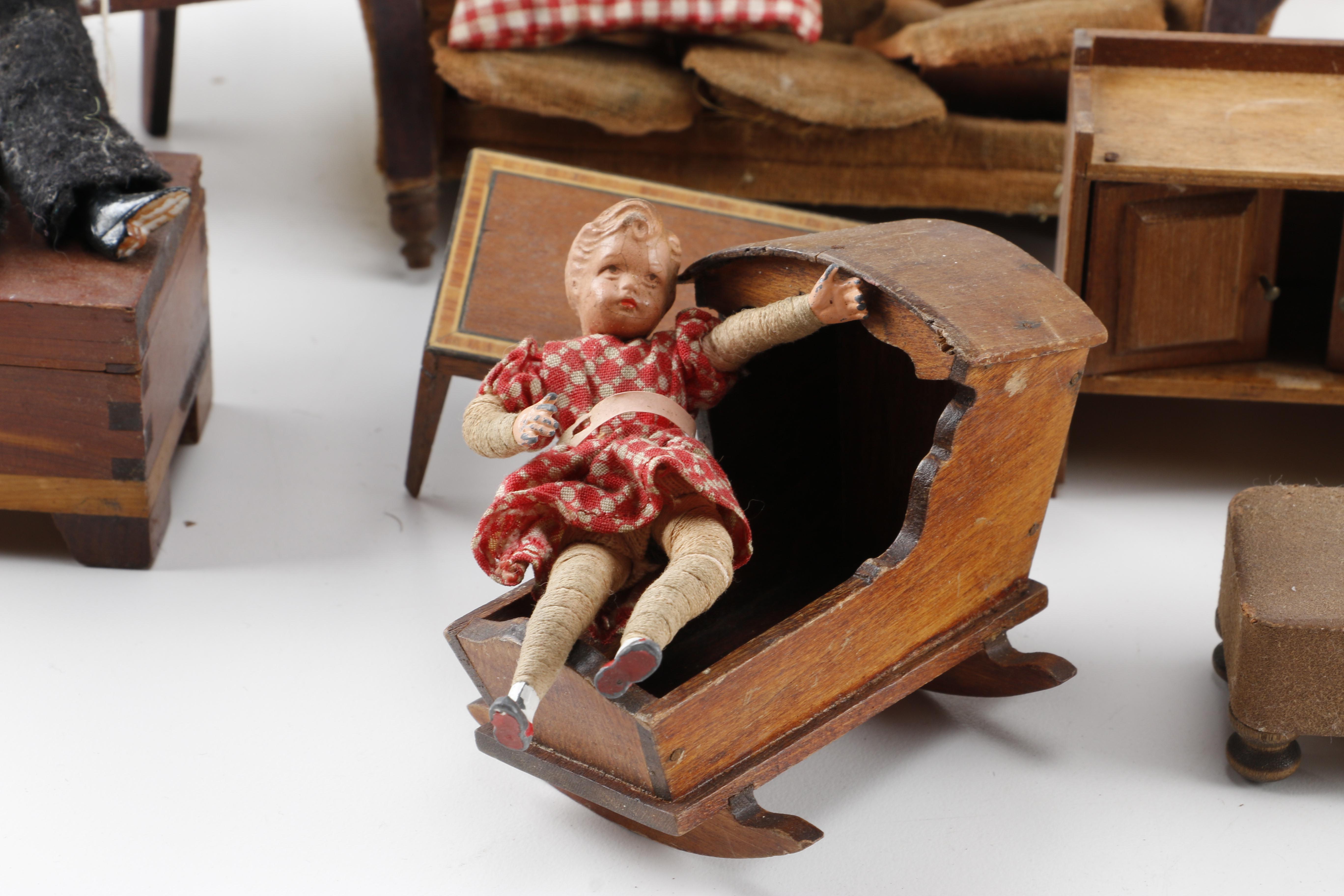 Vintage Dolls and Dollhouse Furniture