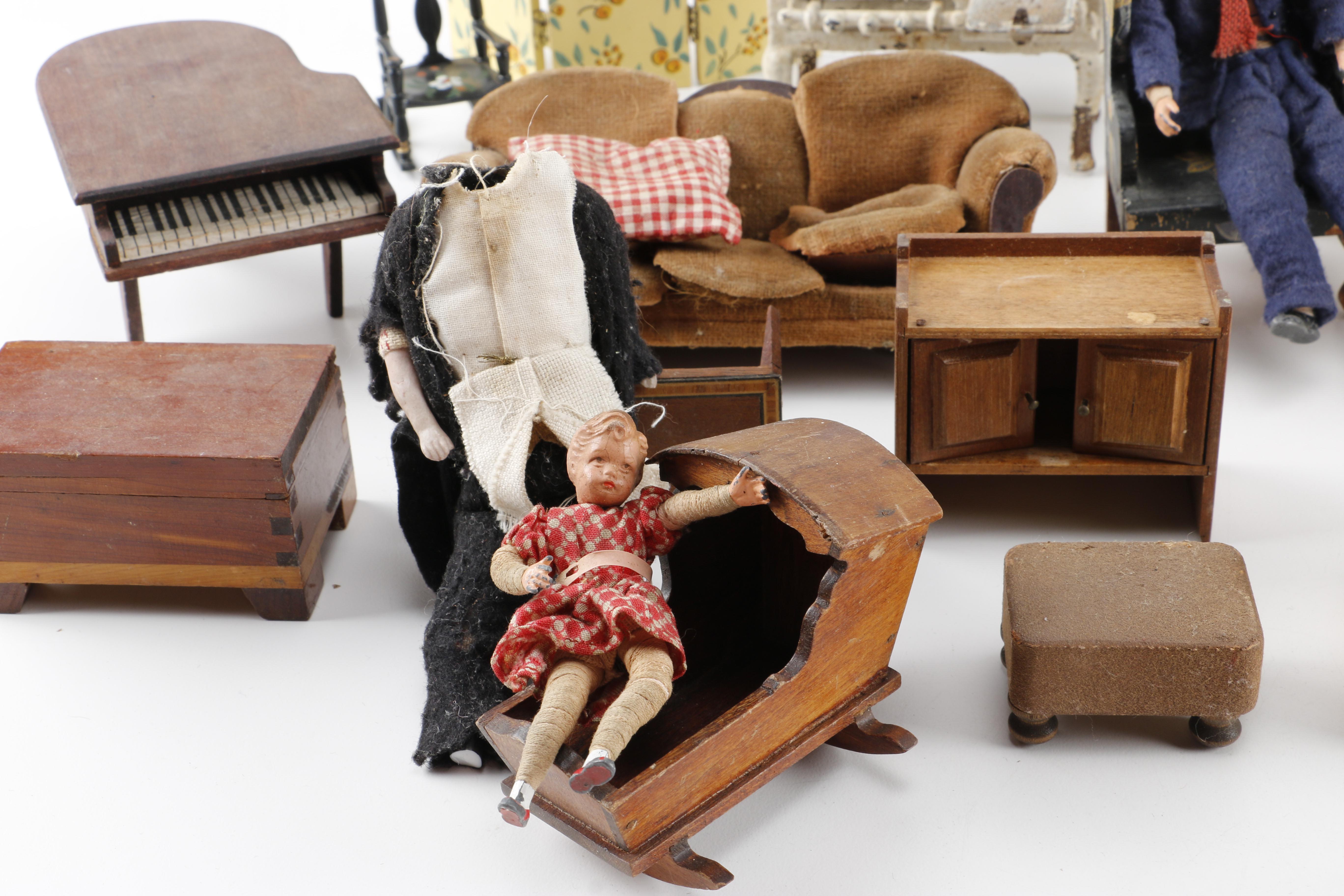 Vintage Dolls and Dollhouse Furniture