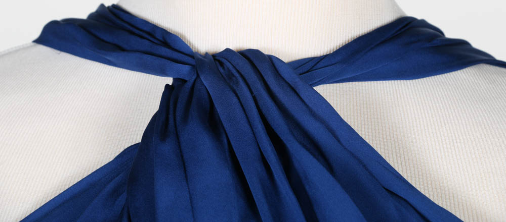 Carolina Herrera Persian Blue Silk Halter Gown
