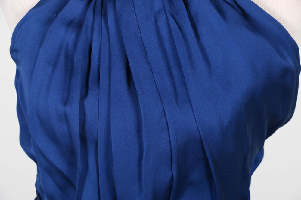 Carolina Herrera Persian Blue Silk Halter Gown