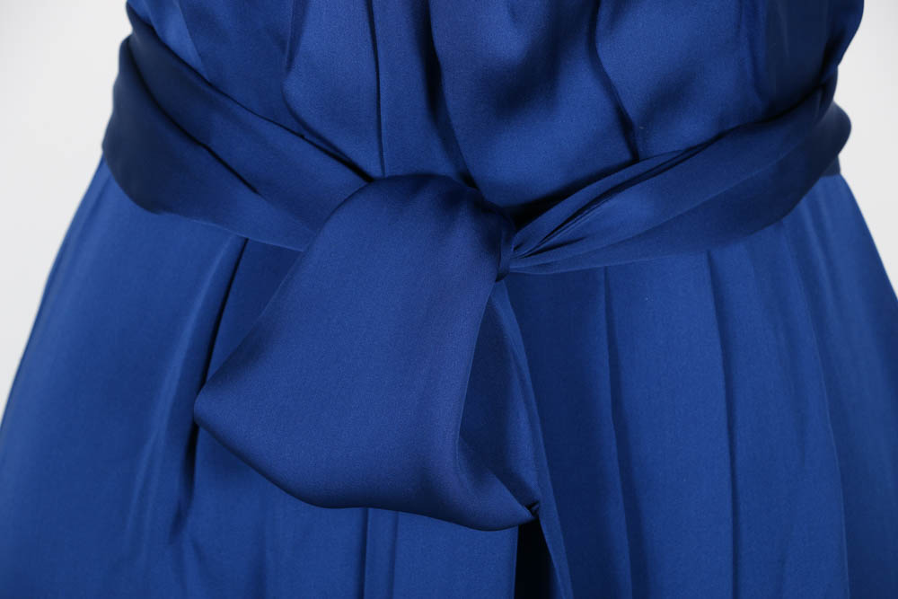 Carolina Herrera Persian Blue Silk Halter Gown