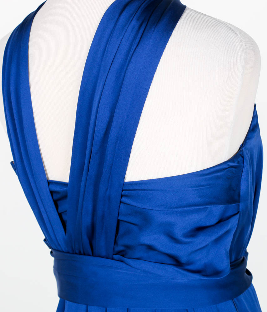Carolina Herrera Persian Blue Silk Halter Gown