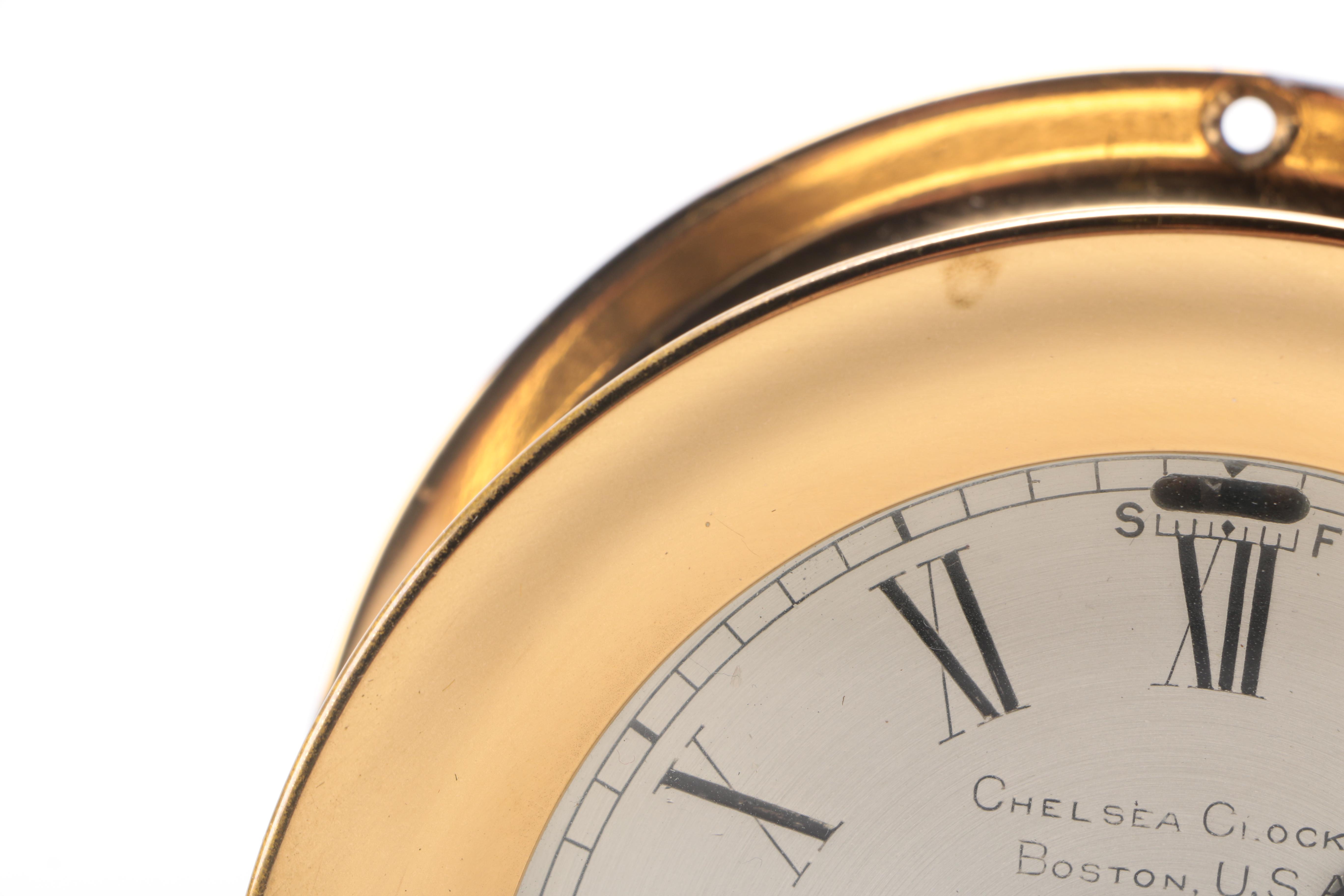 Early 20th Century Brass Ship's Bell Clock by Chelsea Clock Co.