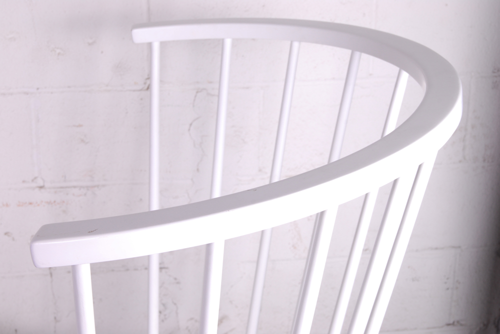 Oversize Crate and Barrel White Spindle Back Chairs