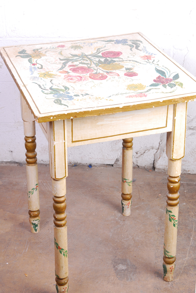 Hand Painted Floral Accent Table