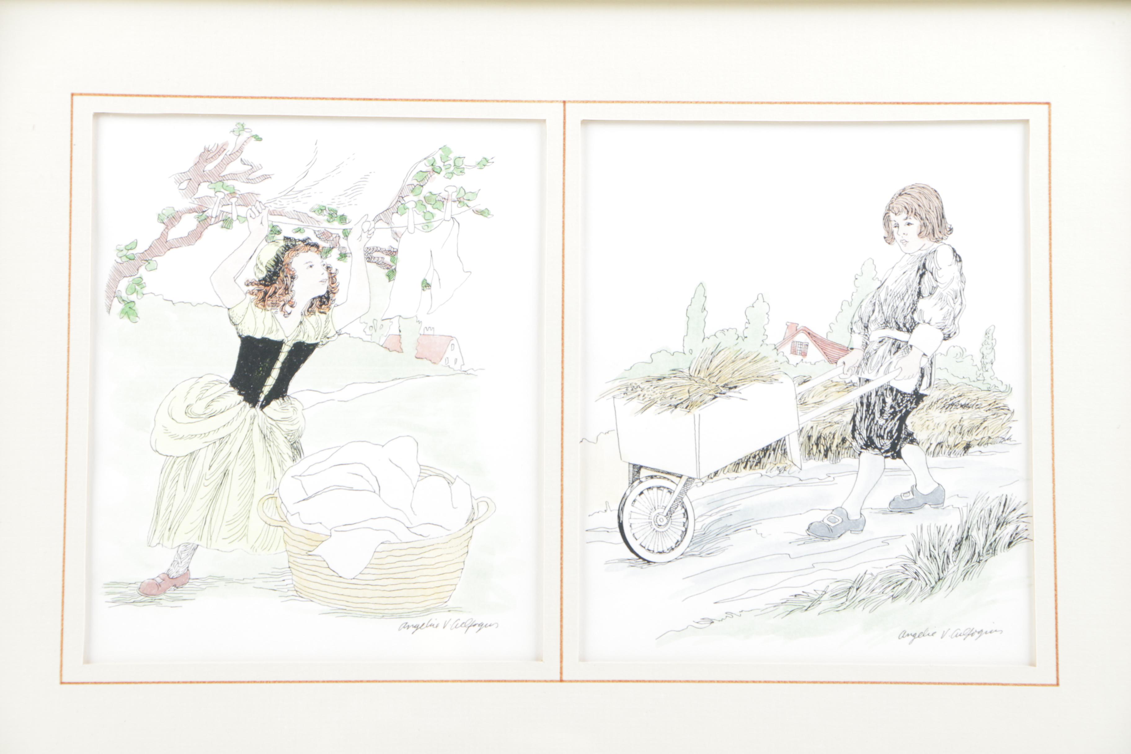 Hand Colored Lithographs of Children