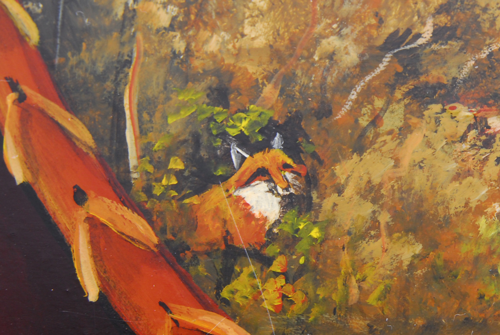 Hand Painted Hunting Motif Accent Table