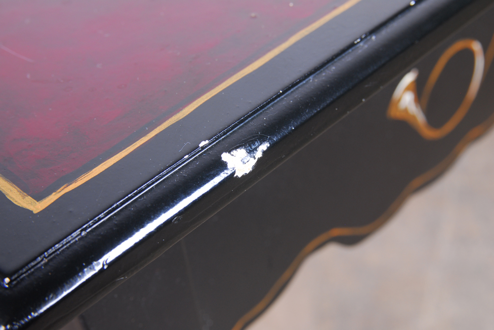 Hand Painted Hunting Motif Accent Table