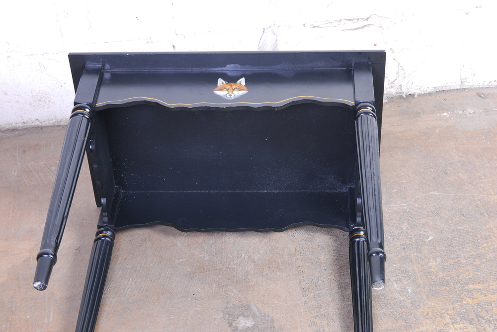 Hand Painted Hunting Motif Accent Table