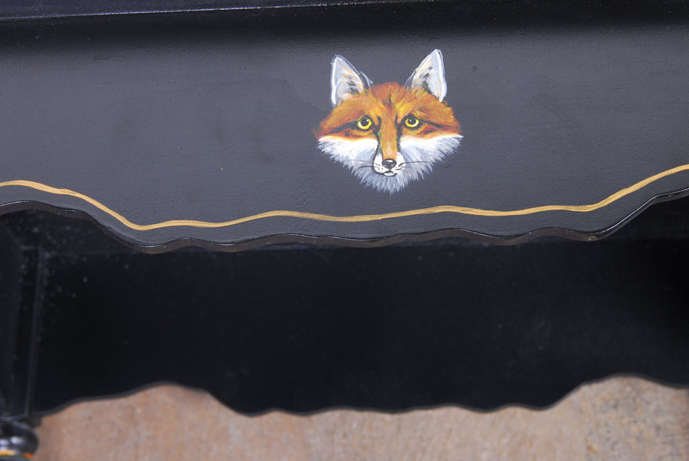 Hand Painted Hunting Motif Accent Table