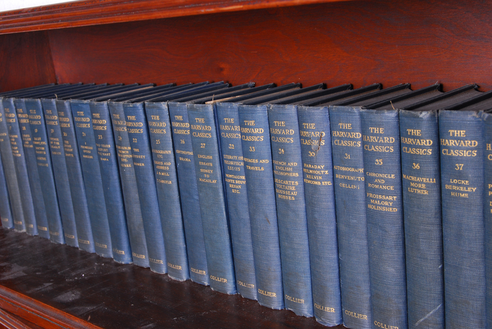 Bookcase Stack With "The Harvard Classics " Book Series