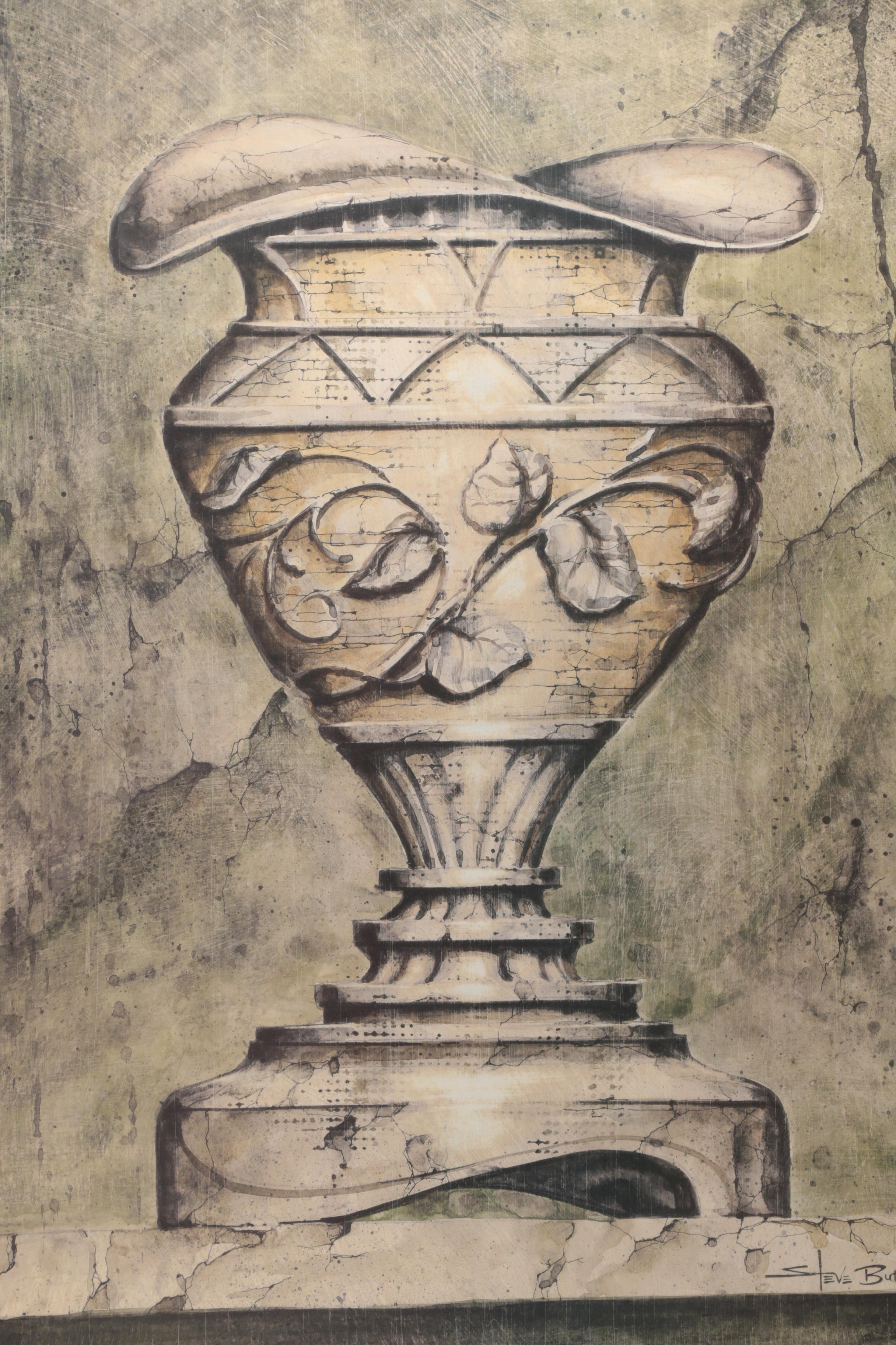 Offset Lithograph "Ornate Urns II"