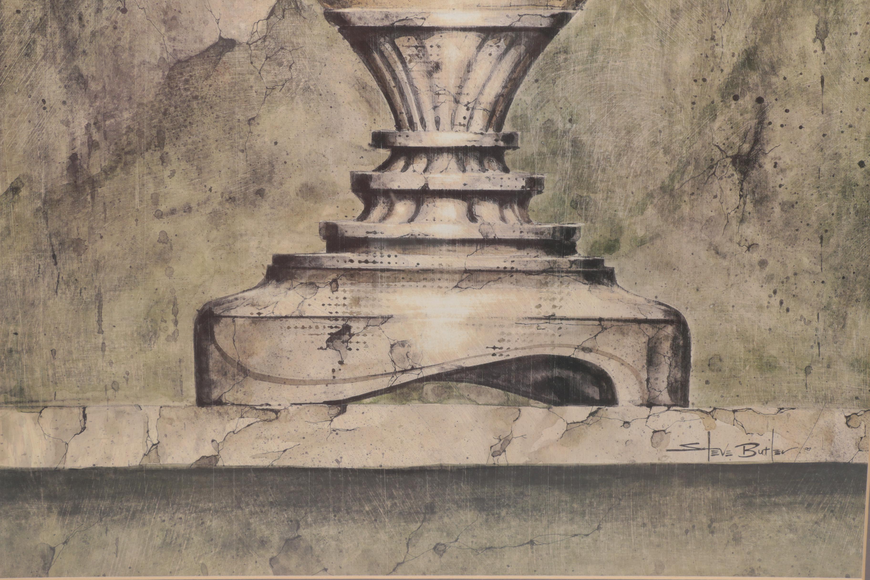 Offset Lithograph "Ornate Urns II"