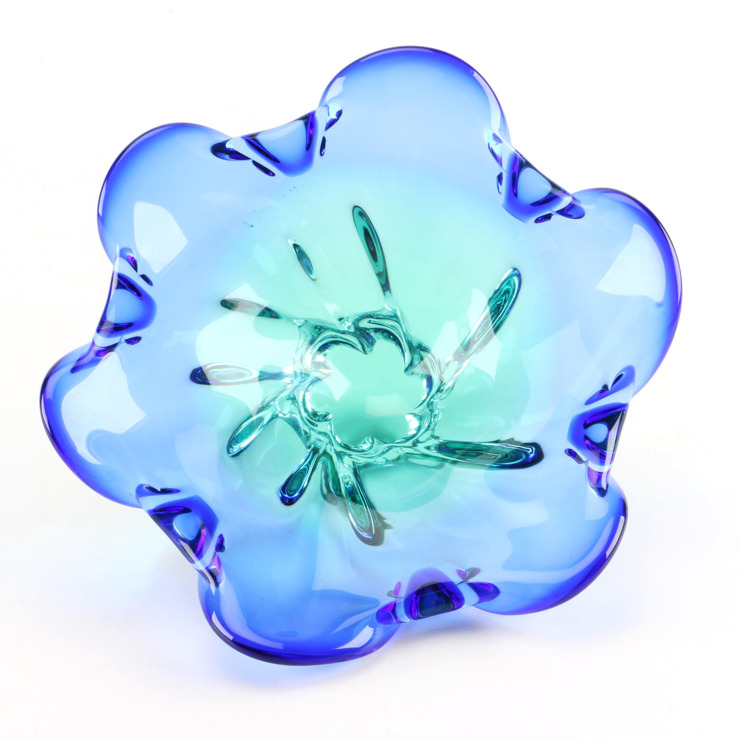 Blue and Green Art Glass Bowl