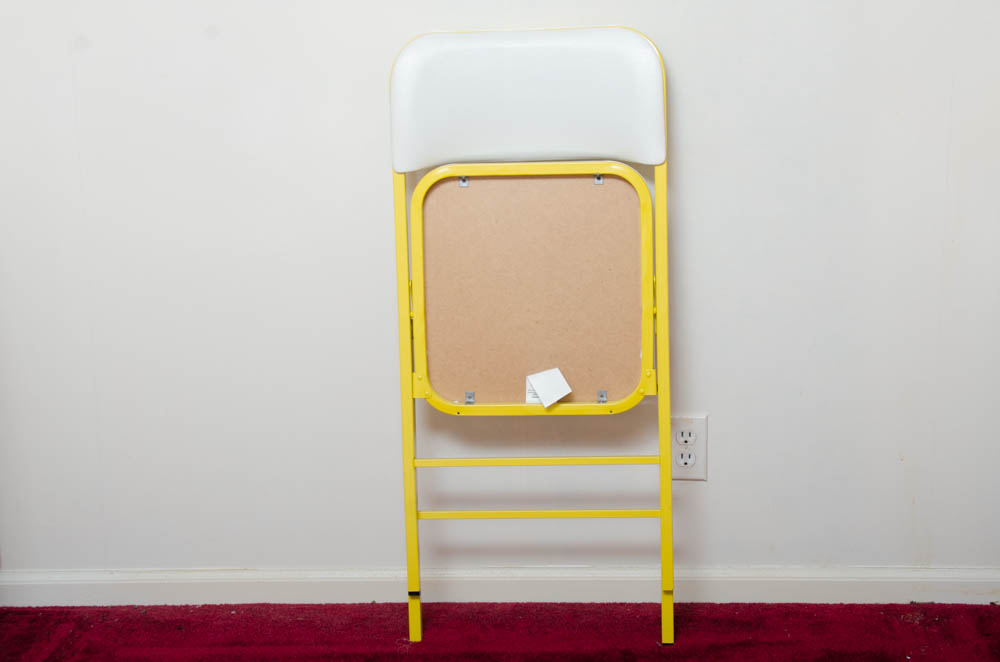 Yellow and White Folding Table With Chairs