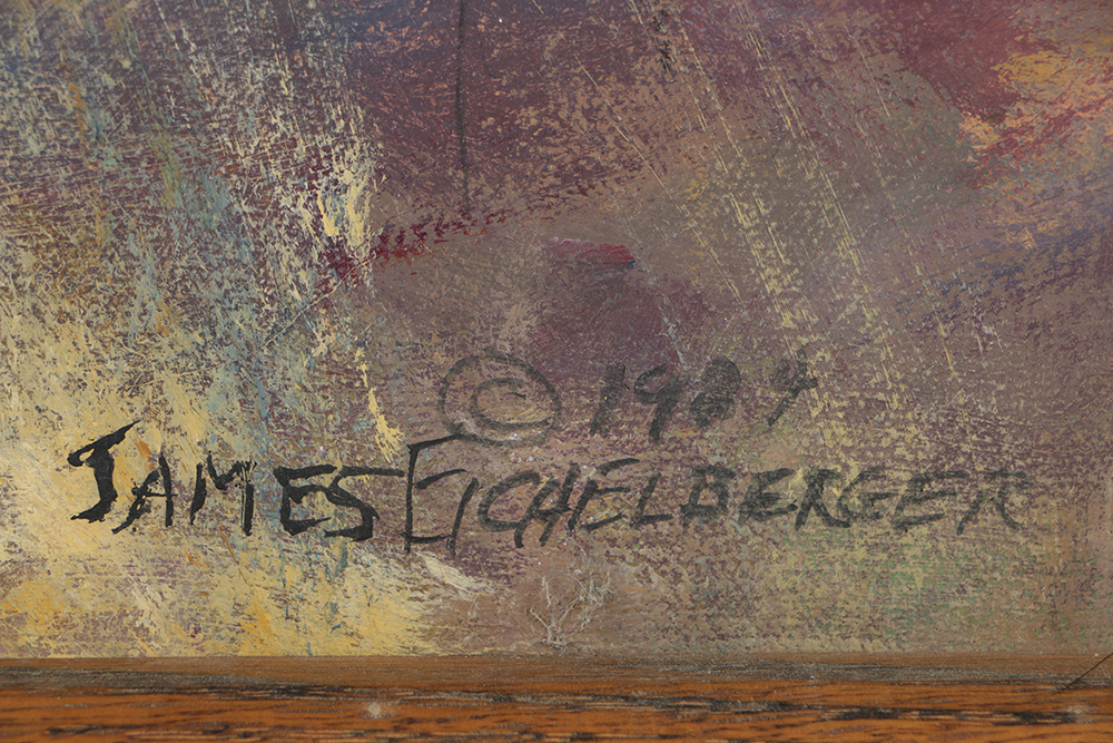 James Eichelberger Oil Painting on Canvas of Bird Hunting Scene