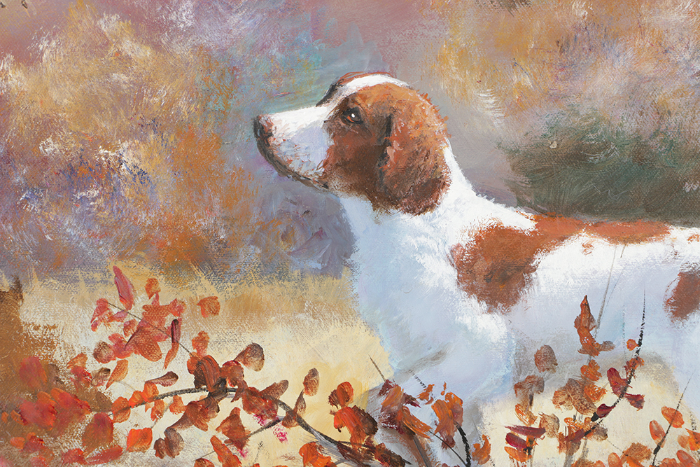 James Eichelberger Oil Painting on Canvas of Bird Hunting Scene