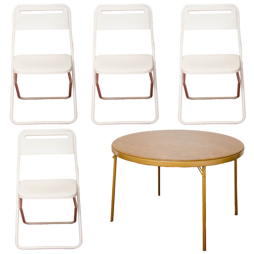 Round Folding Table With White Chairs