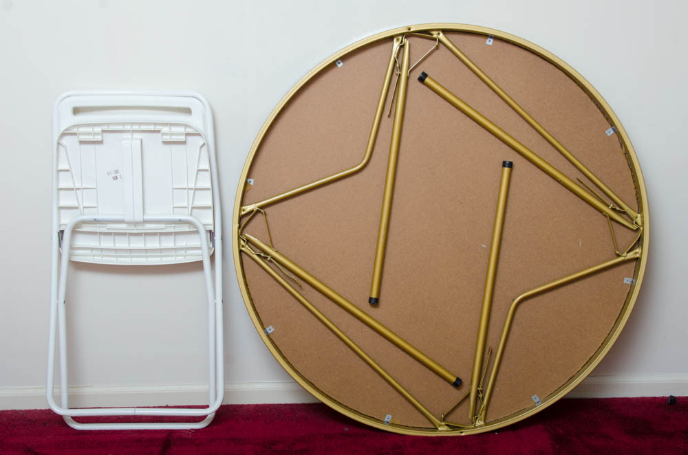 Round Folding Table With White Chairs