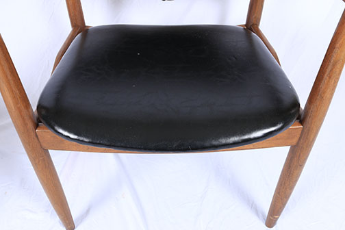 Pair of Mid Century Modern Chairs and Upholstered Foot Stool