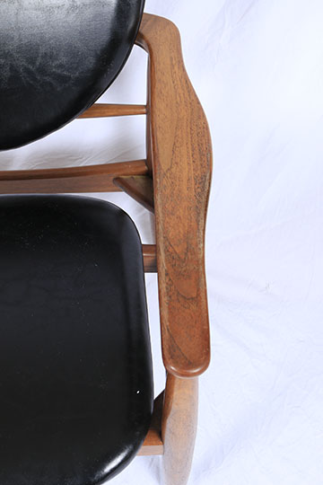 Pair of Mid Century Modern Chairs and Upholstered Foot Stool