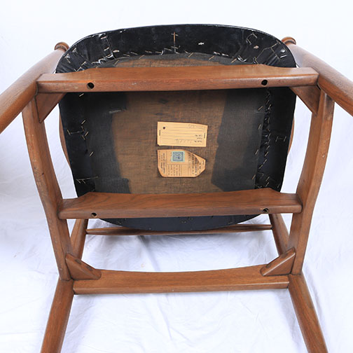 Pair of Mid Century Modern Chairs and Upholstered Foot Stool