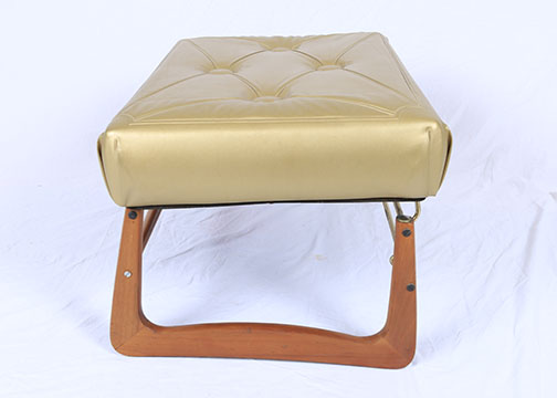 Pair of Mid Century Modern Chairs and Upholstered Foot Stool