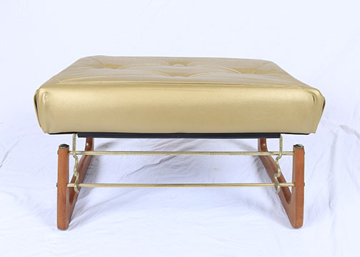 Pair of Mid Century Modern Chairs and Upholstered Foot Stool