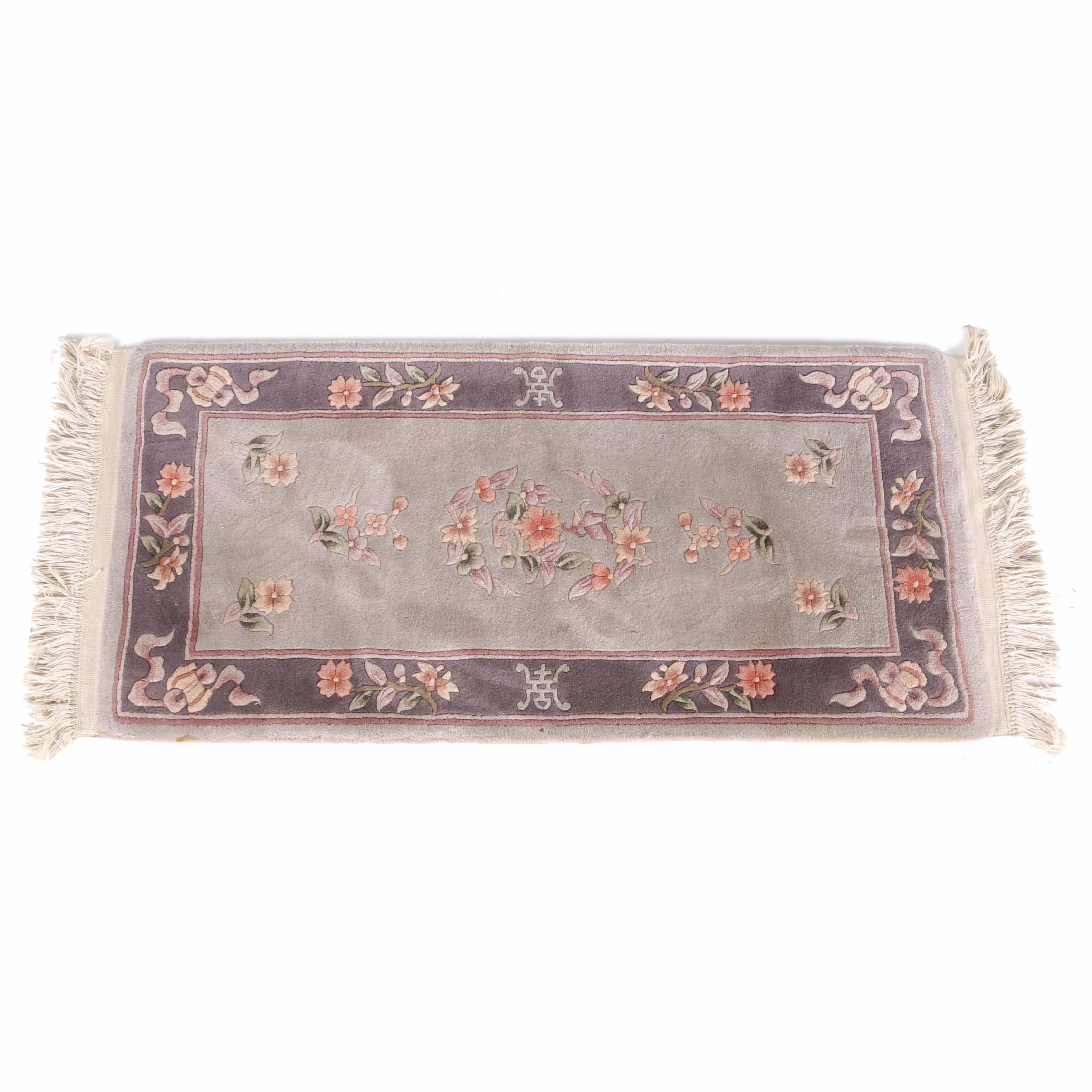 Grey and Purple Floral Rug
