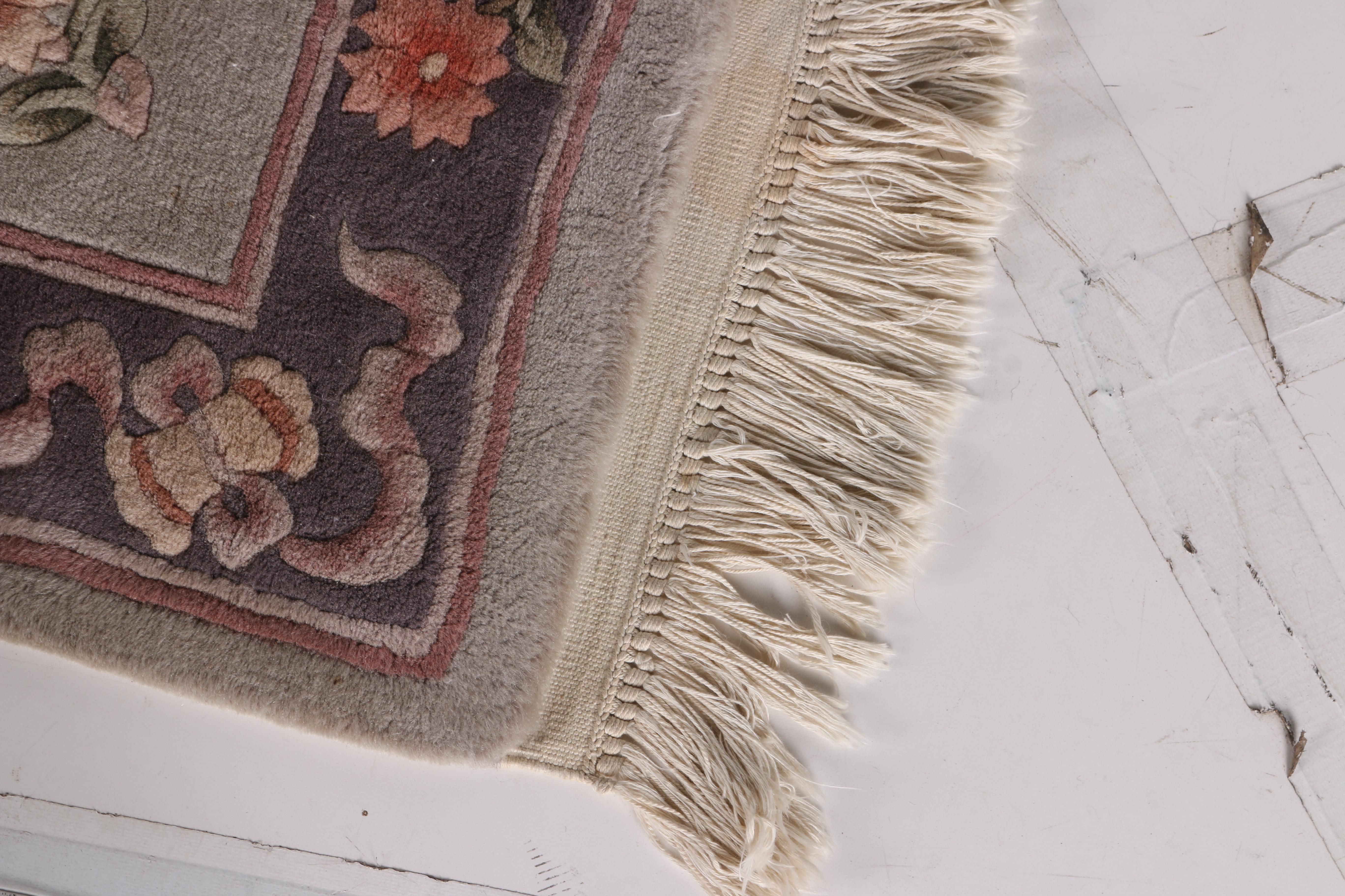 Grey and Purple Floral Rug