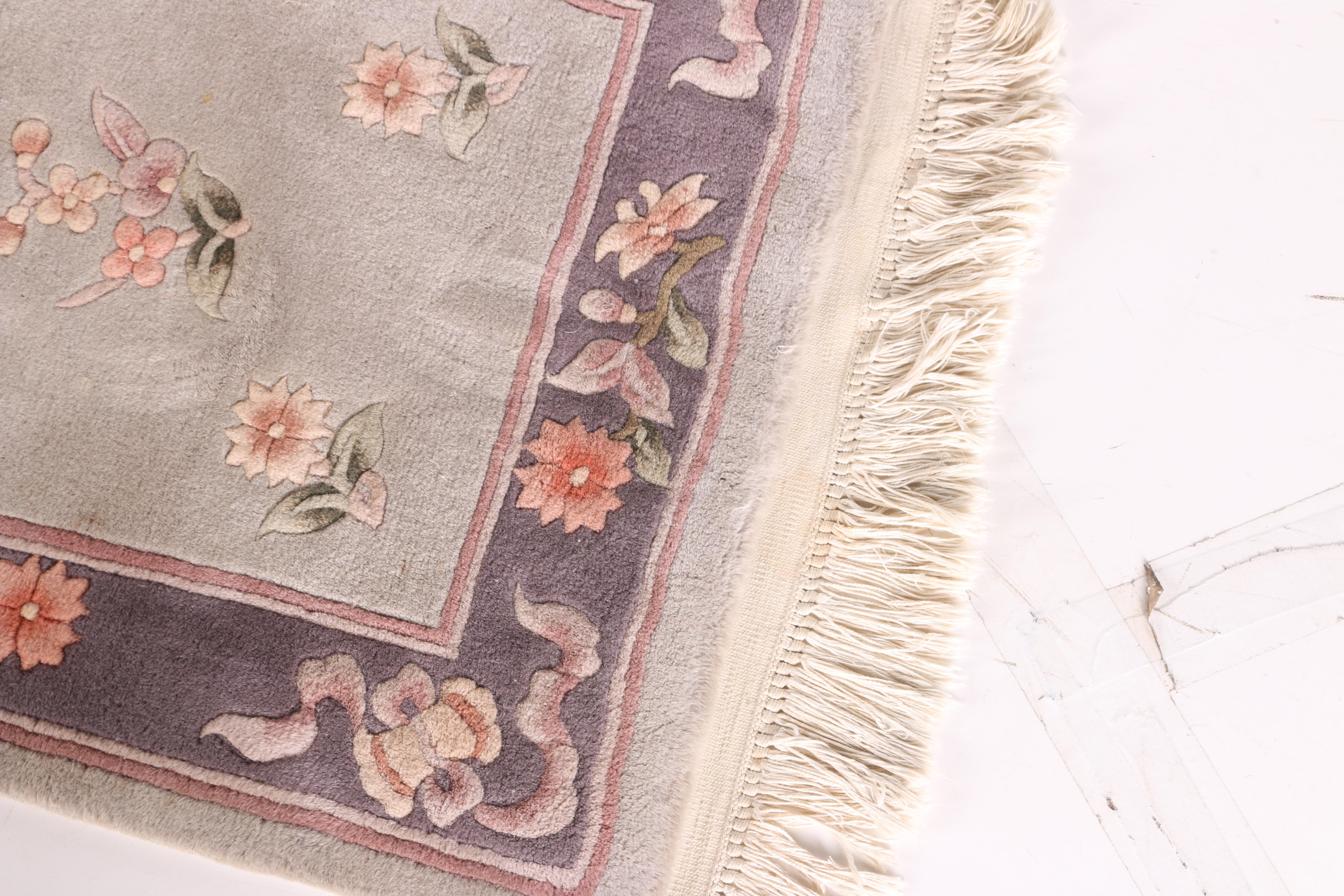 Grey and Purple Floral Rug