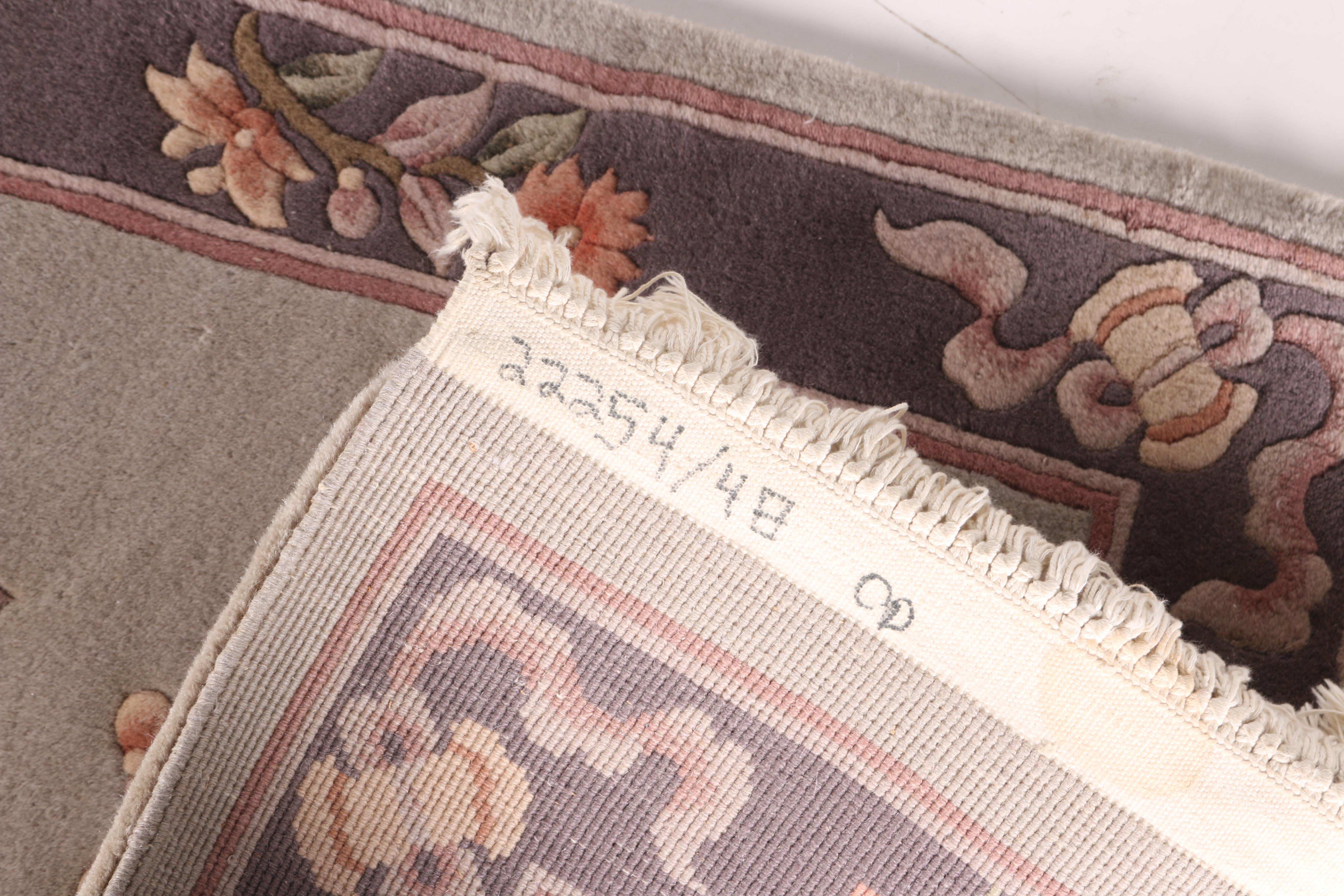 Grey and Purple Floral Rug