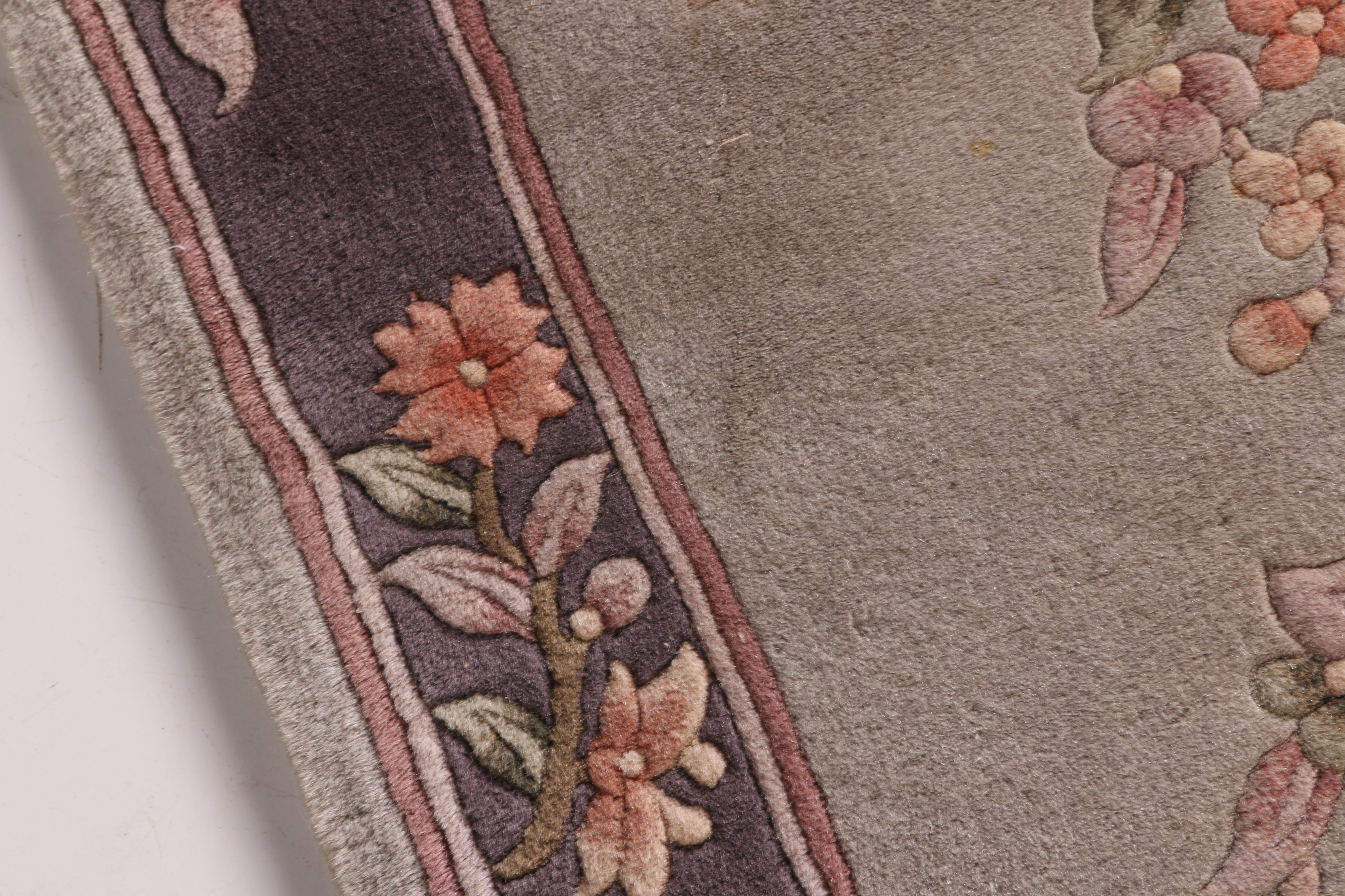 Grey and Purple Floral Rug