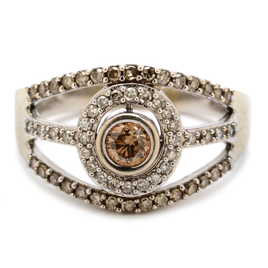14K White Gold Brown Diamond Fashion Ring