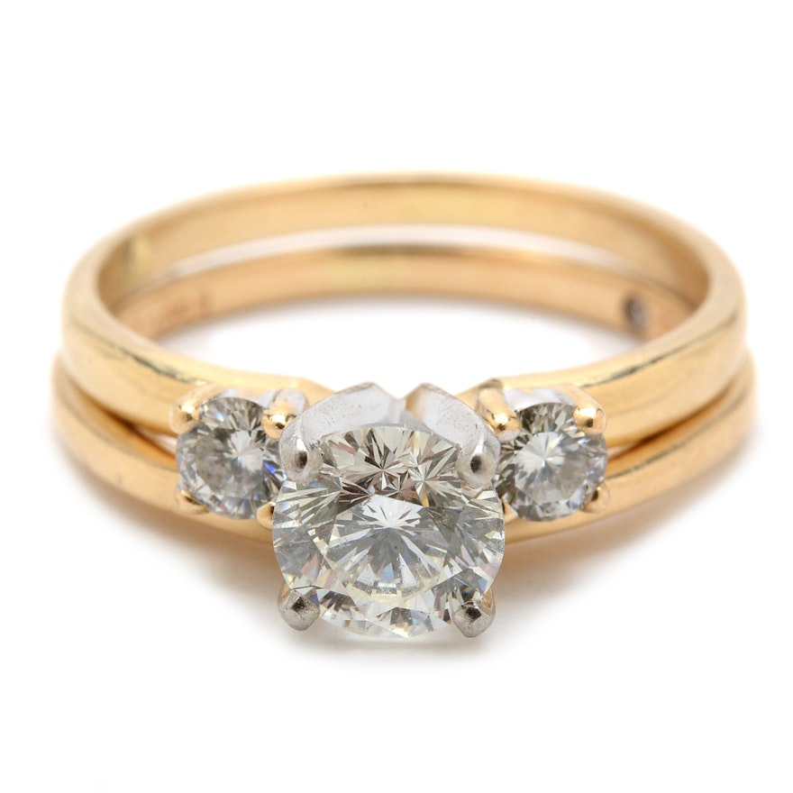 14K Yellow Gold Diamond Bridal Ring Set with "The LEO" ® Diamond